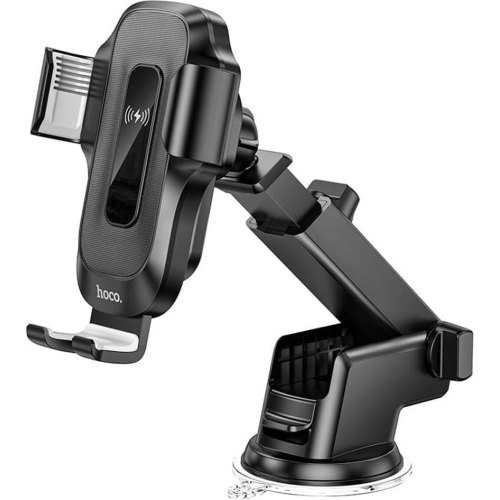 Автомобільний тримач для смартфона з бездротовим зарядним пристроєм Hoco HW3 Wise, Black (6931474791849)