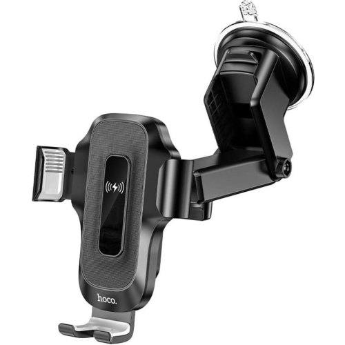 Автомобільний тримач для смартфона з бездротовим зарядним пристроєм Hoco HW3 Wise, Black (6931474791849)