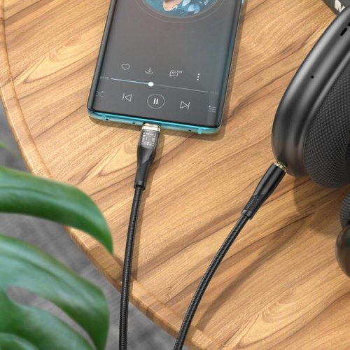 Аудіокабель Hoco UPA25 Transparent Discovery Edition, USB Type-C to 3.5mm, Black (6931474791177)