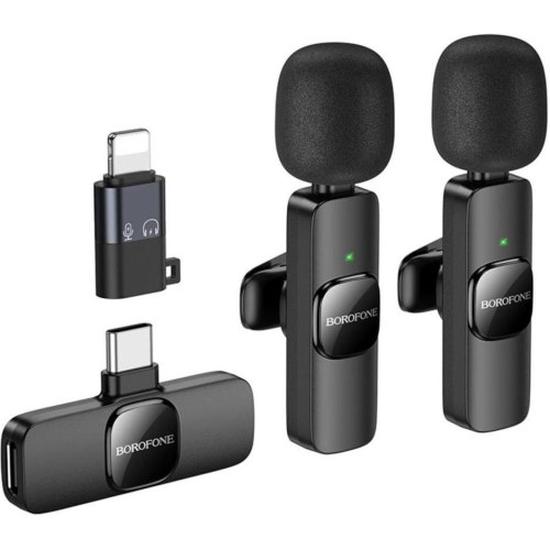 Бездротова мікрофонна система Borofone BFK15 Dual-mic, Lightning/ USB Type-C, Black (6941991117107)