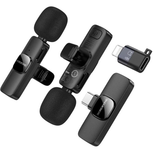 Бездротова мікрофонна система Borofone BFK15 Dual-mic, Lightning/ USB Type-C, Black (6941991117107)