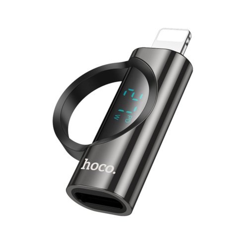 Адаптер (перехідник) Hoco UA32B, дисплей, Lightning (M) to USB Type-C (F), Black (6942007633444)
