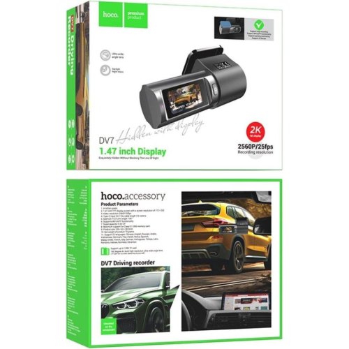 Відеореєстратор Hoco DV7, дисплей 2К, чорний (6942007623377)
