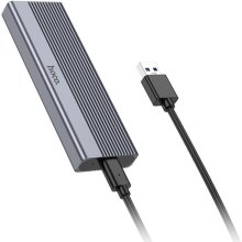 Зовнішня кишеня для накопичувача Hoco HB47, для M.2 SSD, USB 3.1, 6Gbps, Metal Gray (6942007632355)
