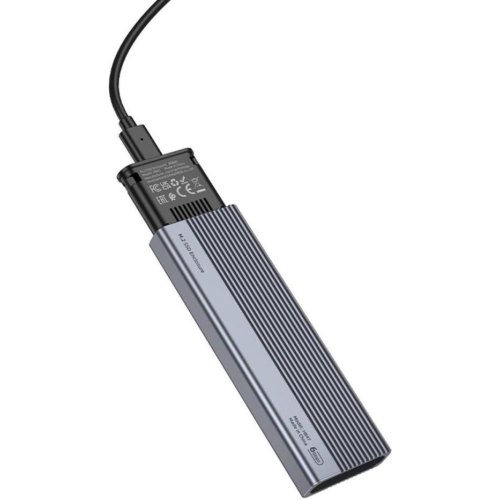 Зовнішня кишеня для накопичувача Hoco HB47, для M.2 SSD, USB 3.1, 6Gbps, Metal Gray (6942007632355)