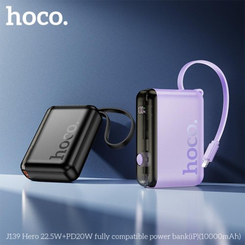 Зовнішній акумулятор Powerbank Hoco J139 Hero, 10000mAh, 22.5W, PD 20W, Lightning, Black (6942007636469)