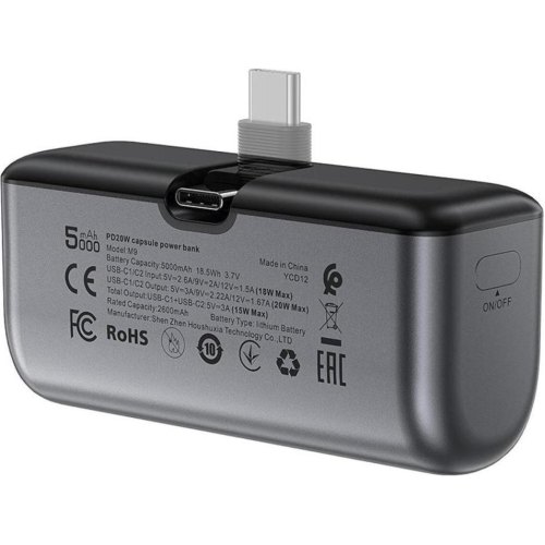 Зовнішній акумулятор Powerbank Acefast M9, 5000mAh, PD 20W, Black (6974316283201)