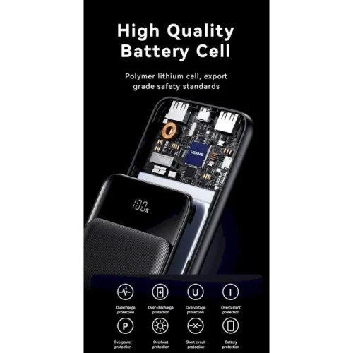 Зовнішній акумулятор Powerbank Usams US-CD202, 30000mAh, 3 порти, цифровий дисплей, Black (30KCD20201)
