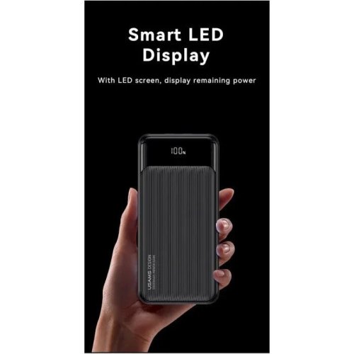 Зовнішній акумулятор Powerbank Usams US-CD202, 30000mAh, 3 порти, цифровий дисплей, Black (30KCD20201)