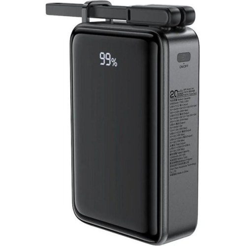 Зовнішній акумулятор Powerbank Acefast M14, 20000mAh, PD 20W, кабель, Black (6974316283966)
