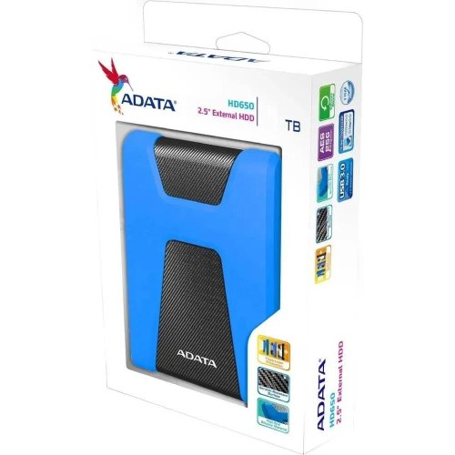Зовнішній жорсткий диск 2.5'' ADATA DashDrive Durable HD650, 2TB, USB 3.2 Gen.1, Blue (AHD650-2TU31-CBL)