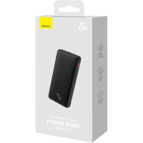 Зовнішній акумулятор Powerbank Baseus Airpow Fast Charge, 10000mAh, 20W, Black (PPQD090001)