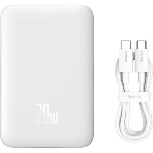 Зовнішній акумулятор Powerbank Baseus Magnetic Mini Wireless Fast Charge, 10000mAh, 20W, White (PPCX070002)