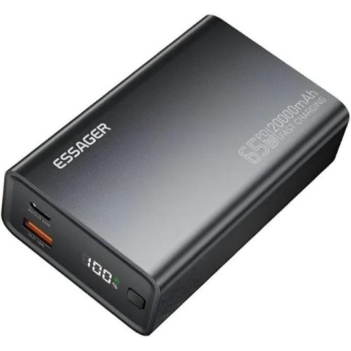 Зовнішній акумулятор Powerbank Essager, 20000mAh, 65W, Black (EDY65-LD01-Z)