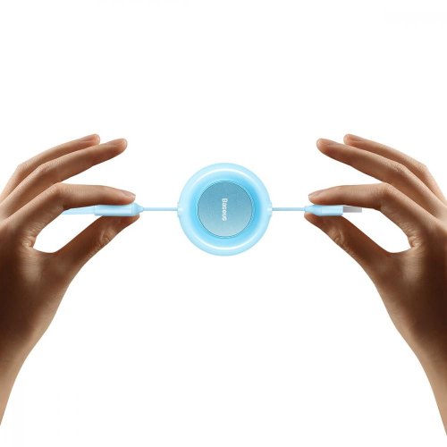 Кабель Baseus Bright Mirror 2 Series Retractable 3-in-1, USB Type-A to Micro USB/Lightning/USB Type-C, 3.5A, 1.1м, Sky Blue (CAMJ010017)