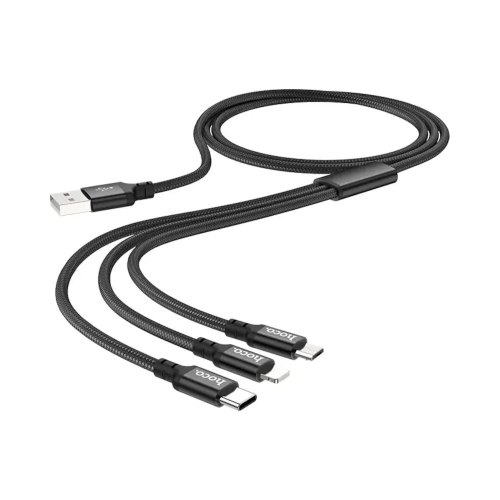 Кабель Hoco X14 3-in-1, USB Type-A to Lightning/Micro USB/USB Type-C, Black (6931474719157)