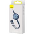 Кабель Baseus Bright Mirror 2 Series Retractable 3-in-1, USB Type-A to Micro USB/Lightning/USB Type-C, 3.5A, 1.1м, Blue (CAMJ010003)