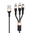 Кабель Hoco X26, USB Type-A to Lightning/USB Type-C/Micro USB, 2A, 1м, Black/Gold (6957531080275)