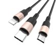 Кабель Hoco X26, USB Type-A to Lightning/USB Type-C/Micro USB, 2A, 1м, Black/Gold (6957531080275)