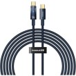 Кабель Baseus Explorer Charging Cable, USB Type-C to USB Type-C, 100W, автовимкнення, 2м, Deepsea Blue (P10319704321-01)