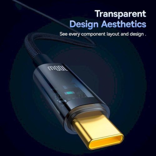 Кабель Baseus Explorer Charging Cable, USB Type-C to USB Type-C, 100W, автовимкнення, 2м, Deepsea Blue (P10319704321-01)