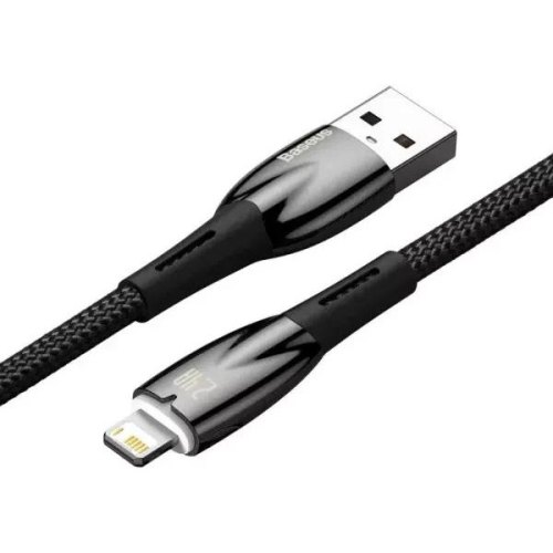 Кабель Baseus Glimmer Series Fast Charging Data Cable, USB Type-A to Lightning, 2.4A, 2м, Black (CADH000301)