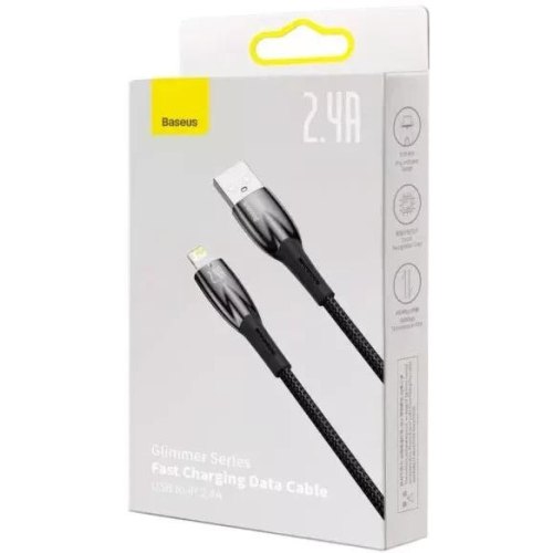 Кабель Baseus Glimmer Series Fast Charging Data Cable, USB Type-A to Lightning, 2.4A, 2м, Black (CADH000301)