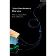 Кабель Baseus Flash Series II One-for-three Fast Charging Data Cable, USB Type-A to Micro USB/Lightning/USB Type-C, 100W, 1.2м, Blue (CASS030003)