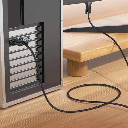 Кабель Hoco US11, VGA (M) to VGA (M) HD, 1м, Black (6942007628204)