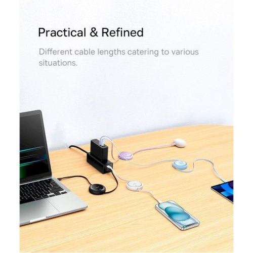 Кабель Baseus Free2Draw Mini Retractable Charging Cable, USB Type-C to USB Type-C, 100W, 1м, Moon White (P10364500211-00)