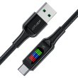 Кабель Acefact C7-04, USB Type-A to USB Type-C, 3A, 1.2м, LED, Black (6974316282785)