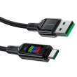 Кабель Acefact C7-04, USB Type-A to USB Type-C, 3A, 1.2м, LED, Black (6974316282785)