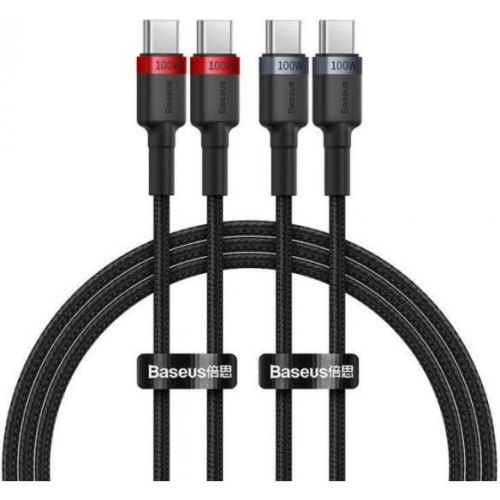 Кабель Baseus Cafule Charging Cable, USB Type-C to USB Type-C, 100W, 1м, 2pcs, Red-Black/Grey-Black (P10318306003-00)