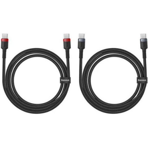 Кабель Baseus Cafule Charging Cable, USB Type-C to USB Type-C, 100W, 1м, 2pcs, Red-Black/Grey-Black (P10318306003-00)