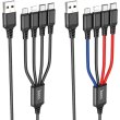 Кабель Hoco X76, USB Type-A to Lightning/2xUSB Type-C/Micro USB, 2A, 1м, Black/Red/Blue (6931474768650)