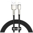 Кабель Baseus Cafule Series Metal Data Cable, USB Type-A to Lightning, 2.4A, 2м, Black (CALJK-B01)