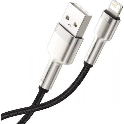 Кабель Baseus Cafule Series Metal Data Cable, USB Type-A to Lightning, 2.4A, 2м, Black (CALJK-B01)