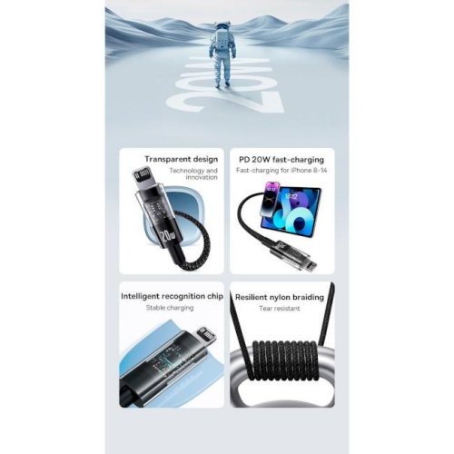 Кабель Baseus Gem Fast-Charging Data Cable, USB Type-C to Lightning, 20W, 2м, Galaxy Blue (P10373001311-01)