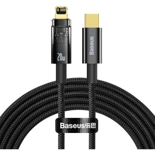 Кабель Baseus Explorer Series Auto Power-Off Fast Charging Data Cable, USB Type-C to Lightning, 20W, 2м, Black (CATS000101)