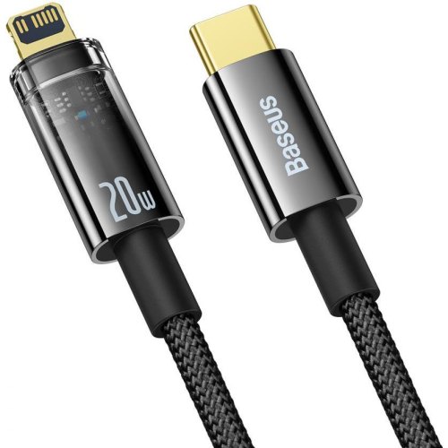 Кабель Baseus Explorer Series Auto Power-Off Fast Charging Data Cable, USB Type-C to Lightning, 20W, 2м, Black (CATS000101)