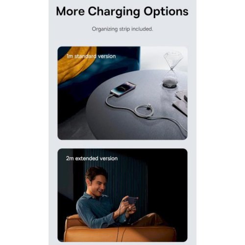 Кабель Baseus Gem Fast-Charging Data Cable, USB Type-C to Lightning, 20W, 2м, Nebula Purple (P10373001511-01)