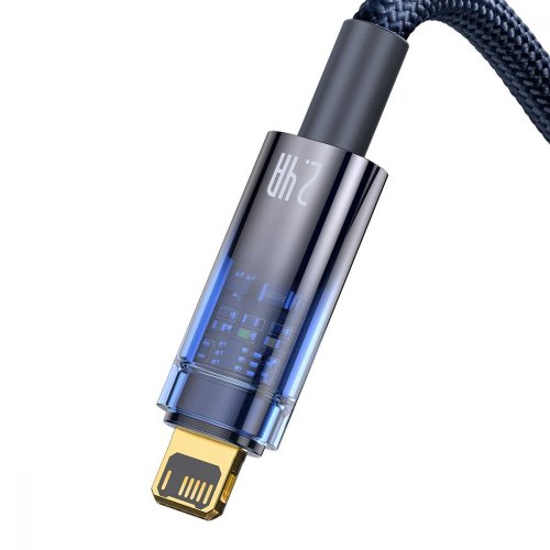 Кабель Baseus Explorer Series Auto Power-Off Fast Charging Data Cable, USB Type-A to Lightning, 2.4A, 2м, Blue (CATS000503)