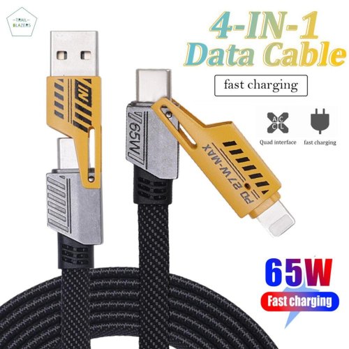 Кабель WUW X207, USB Type-A/USB Type-C to USB Type-C/Lightning, 65W, Black (6972573336524)