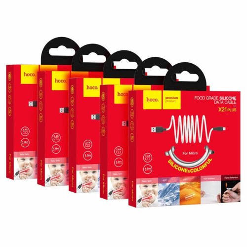 Кабель Hoco X21 Plus, USB Type-A to Micro USB, 2.4A, 1м, Black/White (6931474711861)