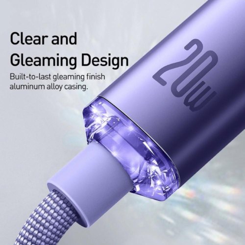 Кабель Baseus Crystal Shine Series Fast Charging Data Cable, USB Type-C to Lightning, 20W, 2м, Purple (CAJY000305)