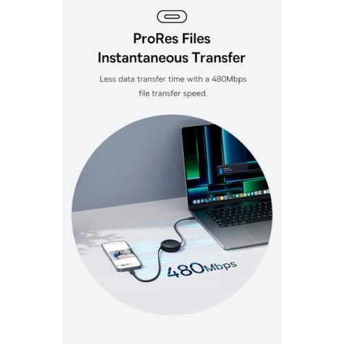 Кабель Baseus Free2Pull Mini Charging Cable, USB Type-C to USB Type-C, 60W, 1м, Nebula Purple (P10364500511-01)