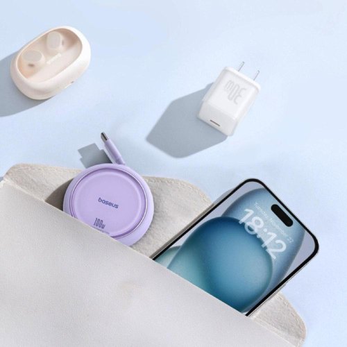 Кабель Baseus Free2Draw Mini Retractable Charging Cable, USB Type-C to USB Type-C, 100W, 1м, Nebula Purple (P10364500511-00)