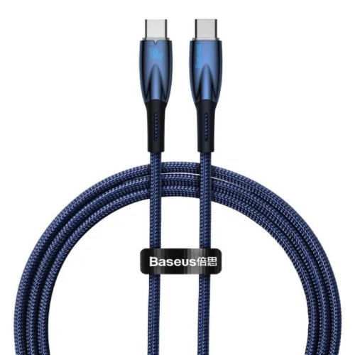 Кабель Baseus Glimmer Series Fast Charging Data Cable, USB Type-C to USB Type-C, 100W, 1м, Blue (CADH000703)