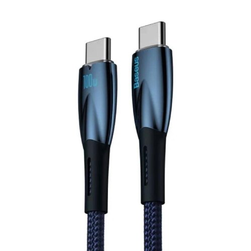 Кабель Baseus Glimmer Series Fast Charging Data Cable, USB Type-C to USB Type-C, 100W, 1м, Blue (CADH000703)