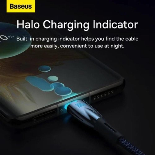 Кабель Baseus Glimmer Series Fast Charging Data Cable, USB Type-C to USB Type-C, 100W, 1м, Blue (CADH000703)